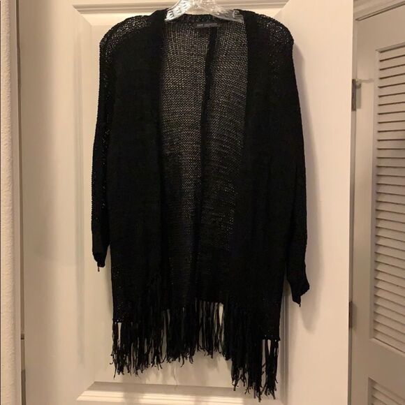 Bajee Collection Black Fringe Cardigan - S/M - Picture 2 of 5